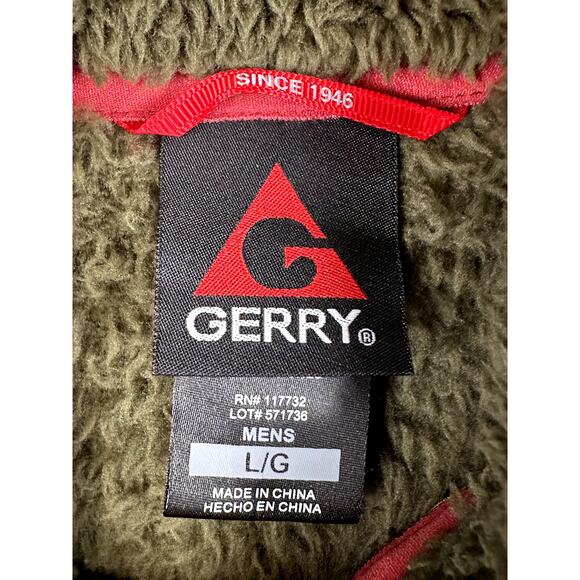 Gerry Hi Pule Half Snap Sweater Fleece Sherpa Jacket Pullover Green Mens Large - Picture 3 of 6